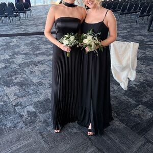 Saylor Satin Pleated Dress Black